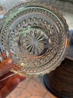Vintage Clear Crystal Cut Glass Scalloped Edge Decorative Depression Era Bowl